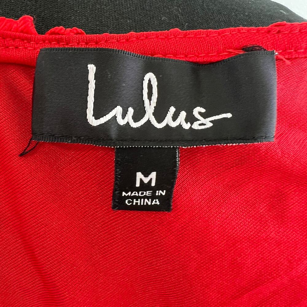 NWT Lulus First Kiss Red Floral Lace Kaftan Sleeve Sheath Cocktail Dress M NEW - Picture 7 of 10